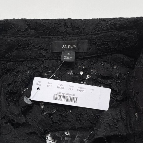 J. Crew Classic Fit Lace button Up Top Black Size 4 NEW NWT - Picture 4 of 7